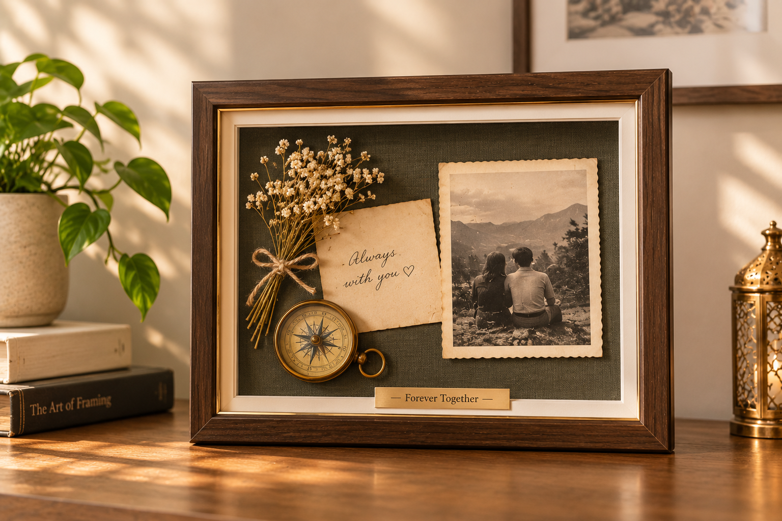 The same keepsake after framing in a shadow box